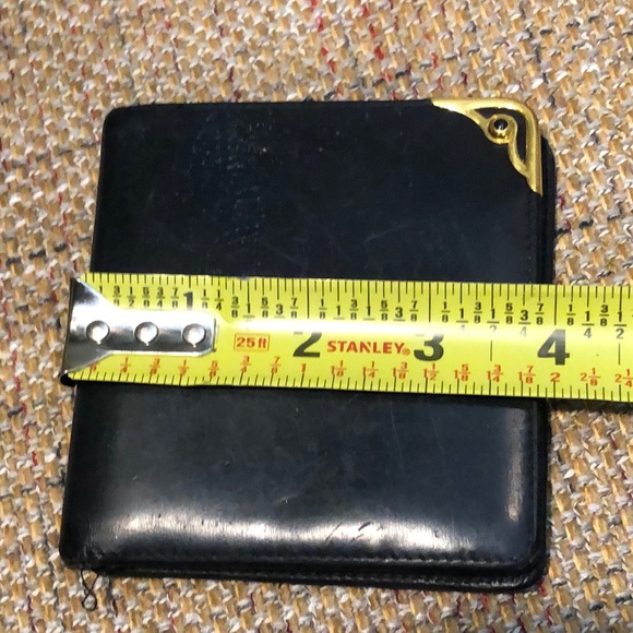 MCARTIER Black Leather Sapphire Gold Bifold Wallet Coin Pocket Made In France - Picture 14 of 17